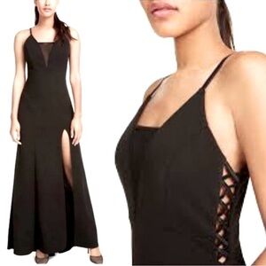 NWT Emerald Sundae Black Maxi Dress High Slit Black Dress Size XS Sleeveless
